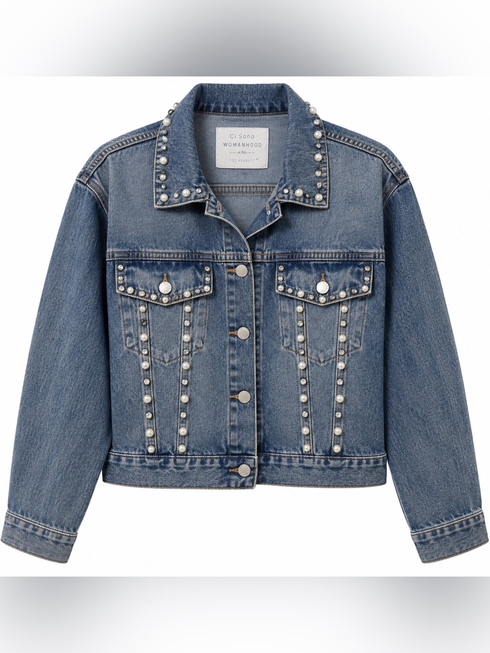 Ci Sono Ladies Pearl & Rhinestone Jean jacket